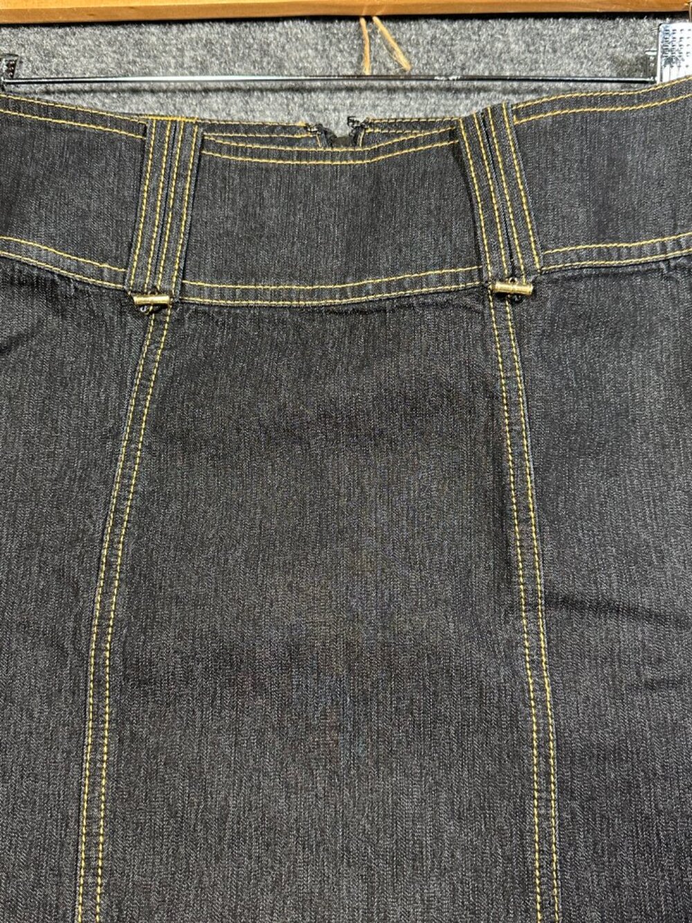 Bisou Bisou Denim Jean Skirt Womens 2 Pencil Black Cotton Stretch Vent Back Zip - Picture 4 of 8